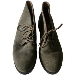 Bandolino Dark Green Women's Size 6 Soft Suede Ankle Chukka Boots Lace Up